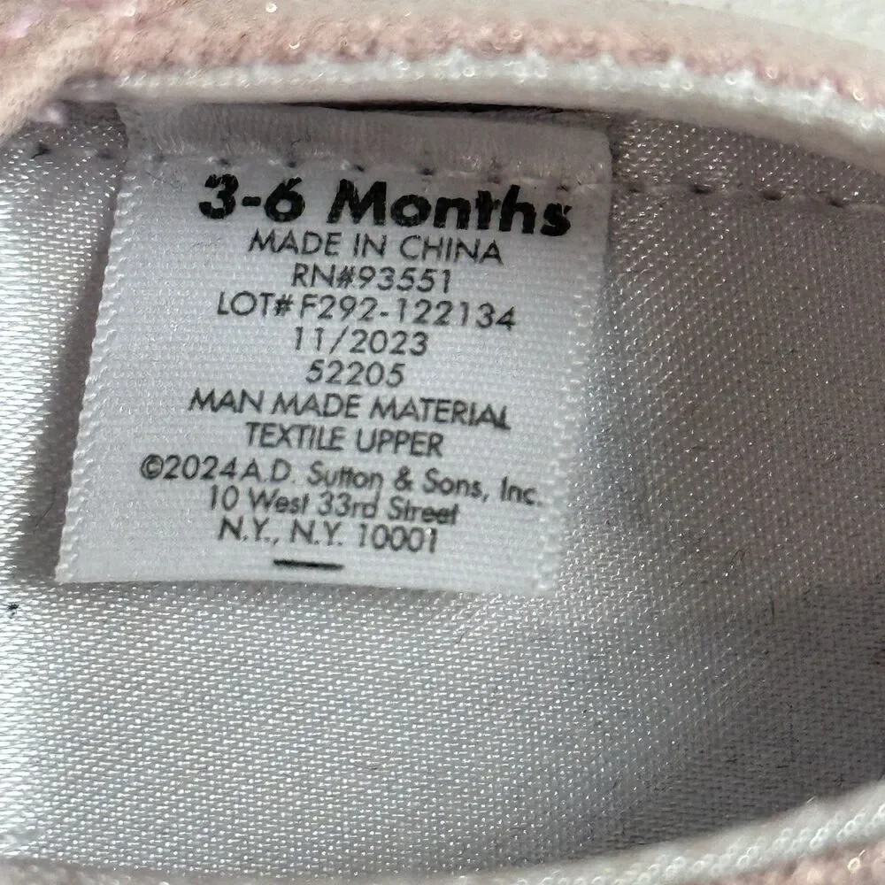 Pink Glitter Floral Infant Shoes 3/6 Months